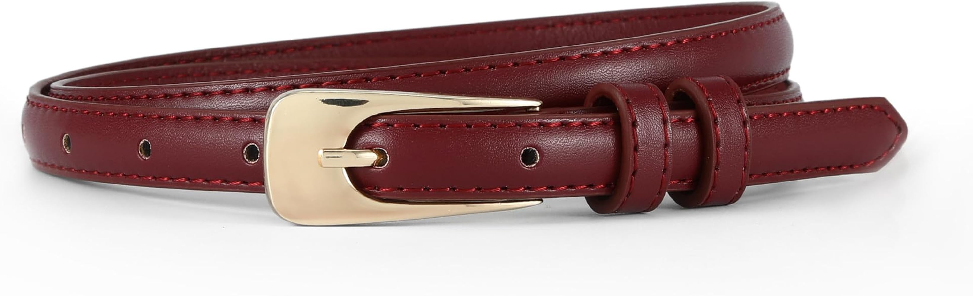 HOTWILL Women Skinny Belts for Jeans Dress Thin Waist Faux Leather Belt with Gold Buckle 0.55" Wi... | Amazon (US)