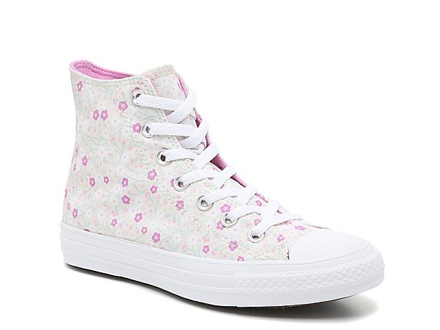 Converse Chuck Taylor All Star Floral High-Top Sneaker - Women's - White/Purple Floral | DSW