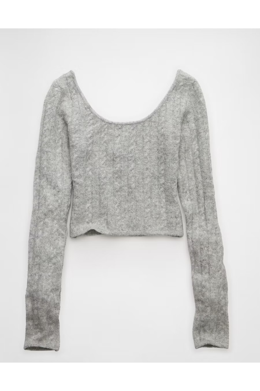 AE Whoa So Soft Cropped Scoop Neck Sweater Women's Medium Heather Gray M | American Eagle Outfitters (US & CA)