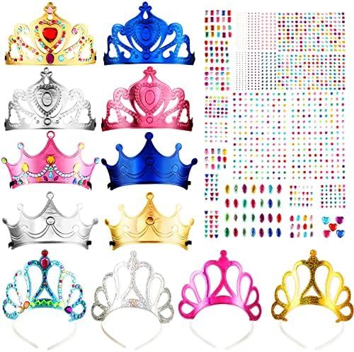 12 Pieces Foam Princess Tiaras and Crowns Kits Making Your Own Craft Tiaras Arts DIY Kids Party Crow | Amazon (US)