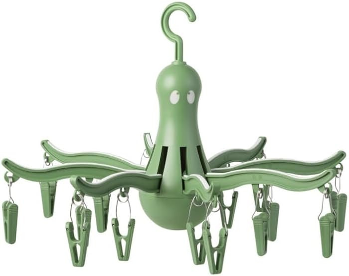 PRESSA 8-Claw Octopus Hanging Dryer 16 Clothes pegs, Easy to fold and Place -Turquoise (1, Green) | Amazon (US)