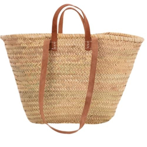 Sasha LARGE size Traditional French Style Market Basket Bag (long and short leather handles) | Amazon (UK)