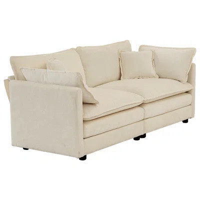 Beige Chenille 2 Couch For Living Room. Solid Wood Structure. Sponge Filling. Breathable Upholstery Fabric. Flexible Seating Combinations. Easy Assemb | Wayfair North America