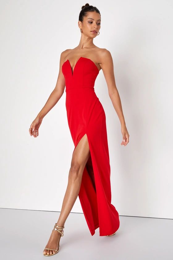 Dedicated to Glamour Red Strapless Maxi Dress | Lulus