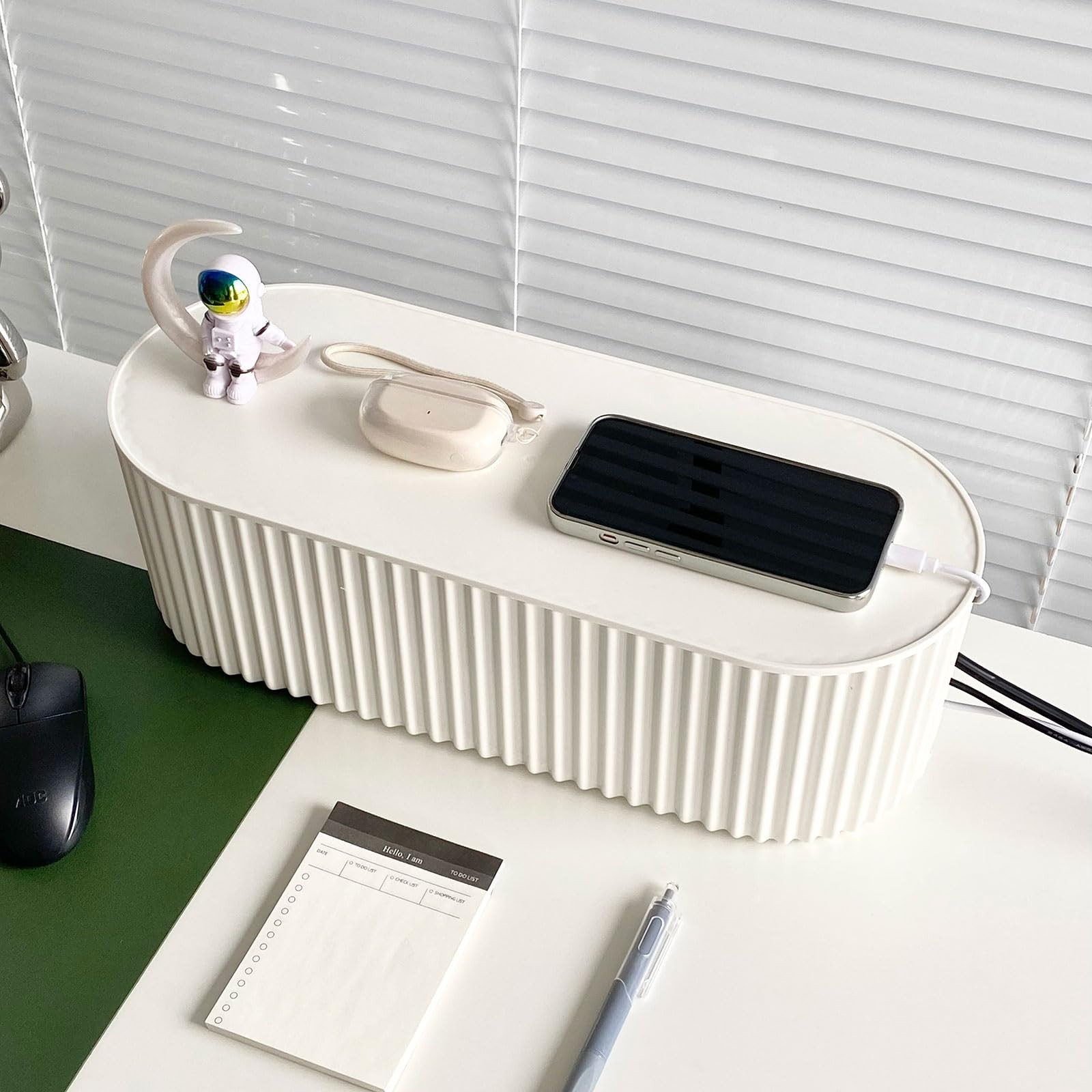 White Cable Management Box, Plastic Cable Box Organizer with Lid for Wire, Power Strip, Surge Pro... | Amazon (US)