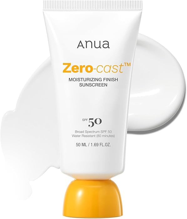 Anua, Zero-Cast Moisturizing Sunscreen SPF 50, Glow Natural Sunscreen for face, No White Cast, Hy... | Amazon (US)
