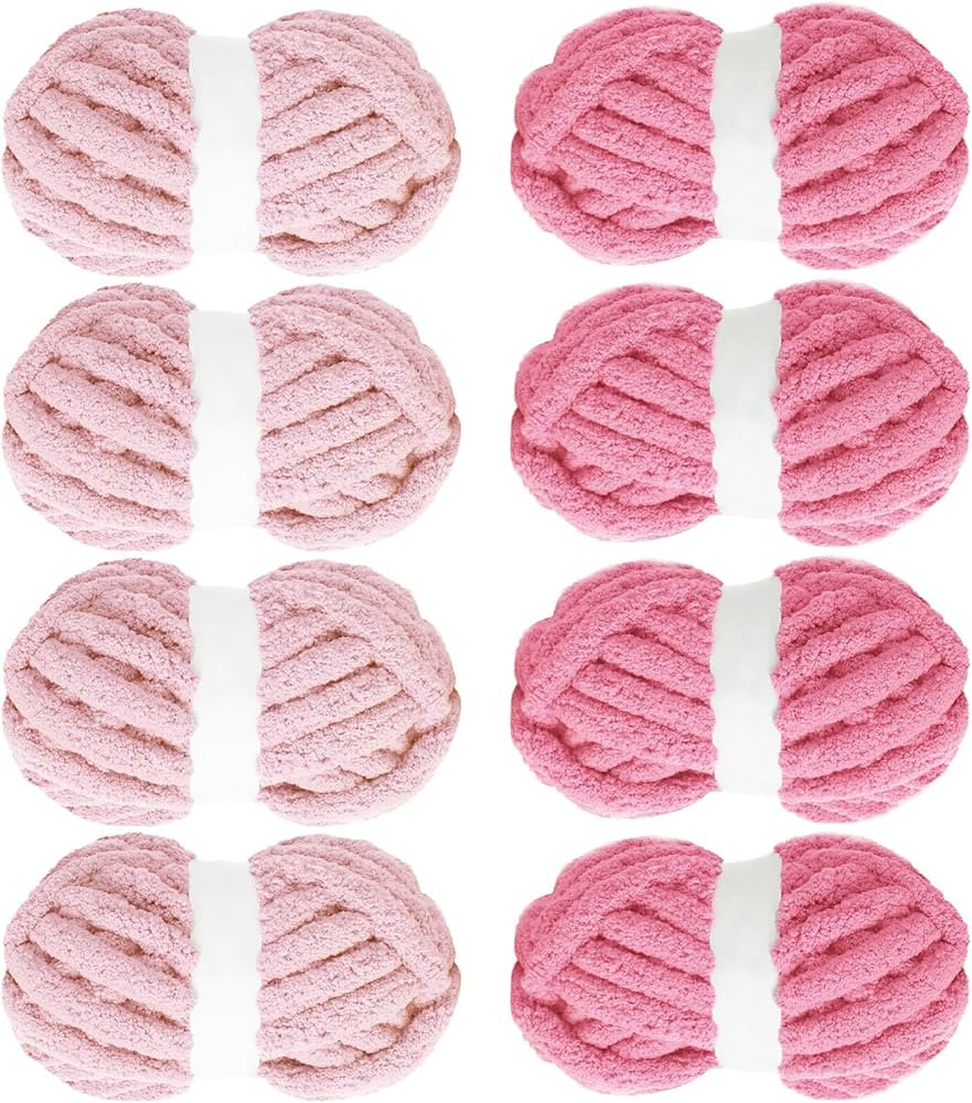 MABOZOO Assorted Chunky Yarn for Crocheting 8 Pack - Fluffy Jumbo Chenille, Soft Plush Bulky Yarn... | Amazon (US)