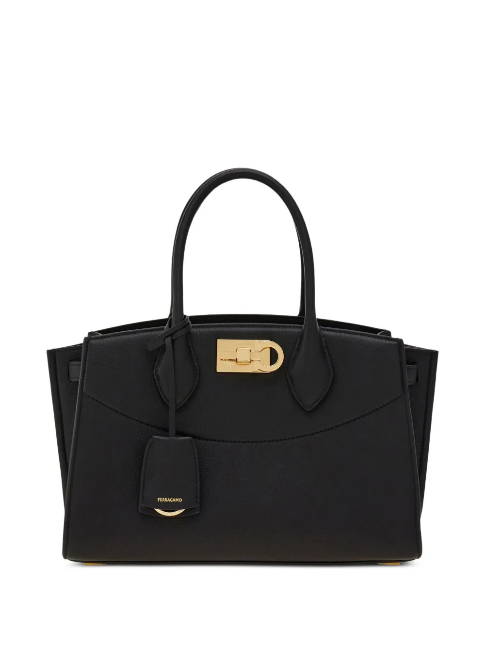 Ferragamo Structured Leather Tote Bag | Black | FARFETCH CA | Farfetch Global