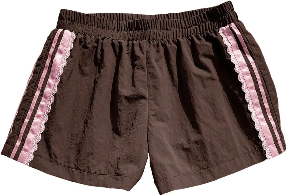 MakeMeChic Women's Striped Summer Track Shorts Low Rise Athletic Shorts | Amazon (US)