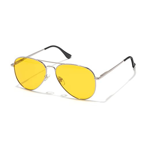 Veda Tinda Vision Aviator Sunglasses for Men Yellow Polarized Women 90s 70s Trendy Vintage Retro Fashion Sun glasses 2024 C13S20 | Amazon (US)