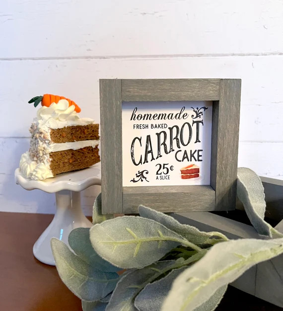 CARROT CAKE Mini Wood Framed SIGN | Easter Spring Kitchen Decor | Vintage Carrot Cake Sign | East... | Etsy (US)