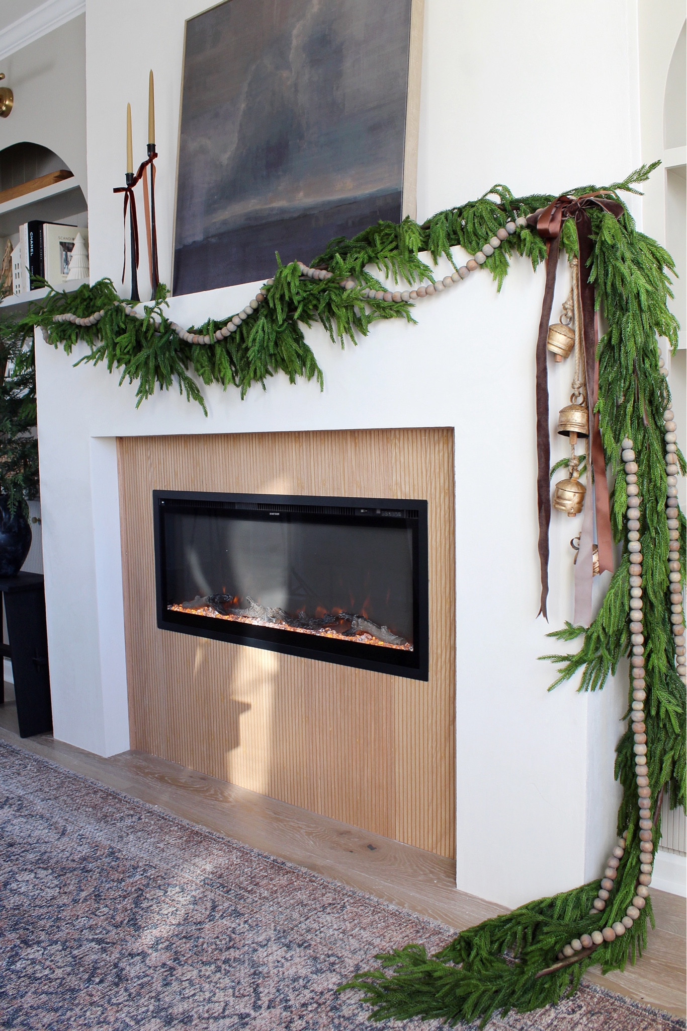 Fireplace, art, canvas, bells, ribbon, 

#LTKHoliday #LTKSeasonal #LTKHome