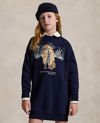 Girls 7-16 Polo Bear Fleece Sweatshirt Dress | Macy's