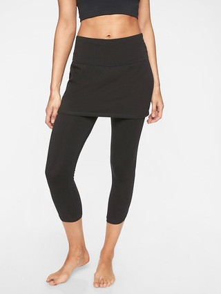 Athleta Womens Organic Cotton Meditation 2 In 1 Capri Black Size M | Athleta