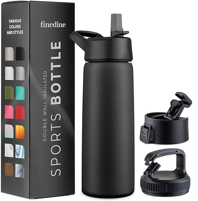 Triple Insulated Stainless Steel Water Bottle with Straw Lid - Flip Top Lid - Wide Mouth Cap (26 ... | Amazon (US)
