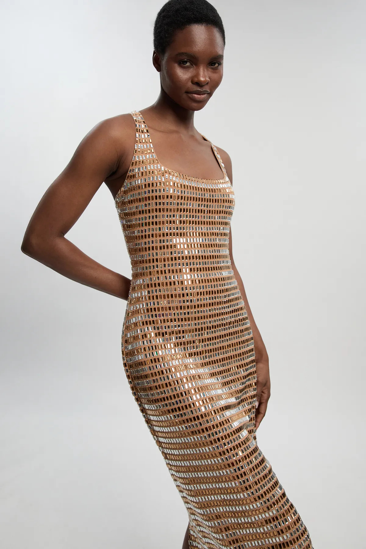 Multi Premium Crystal Embellished Midi Dress | Karen Millen | Karen Millen UK + IE + DE + NL