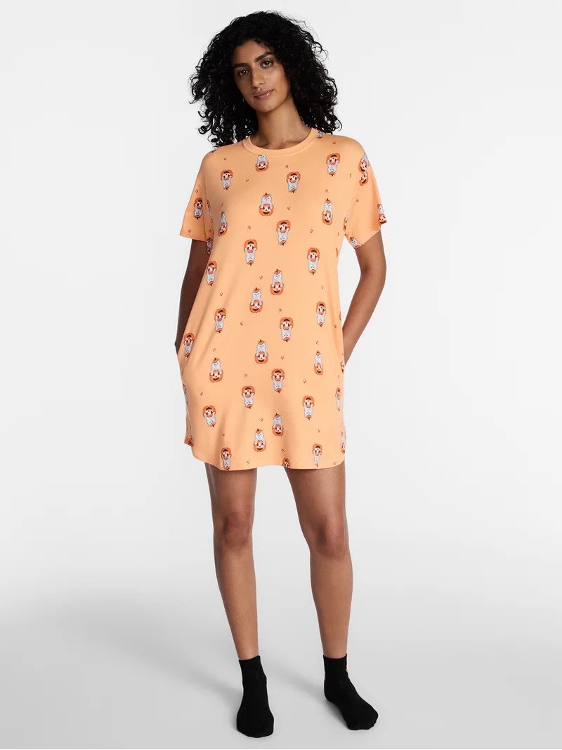 Halloween Women's Sleepshirt Top and Socks Set from Way to Celebrate, 2-Piece, Sizes XS-3X | Walmart (US)