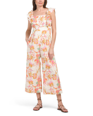 Tropical Floral Square Neck Jumpsuit | TJ Maxx