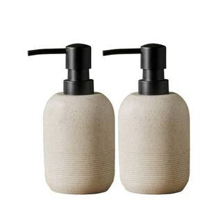 2-Piece 10.6 oz. Beige Resin Liquid Hand Soap Dispenser Sets for Bathroom Countertop | The Home Depot