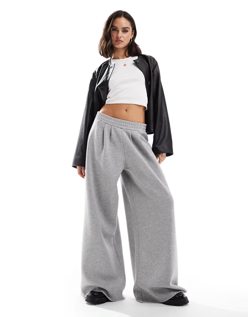 ASOS DESIGN extreme wide leg sweatpants in gray heather | ASOS (Global)