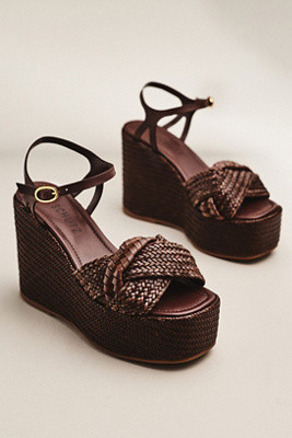 Schutz Serena Woven Platform Wedge Sandals | Anthropologie (US)
