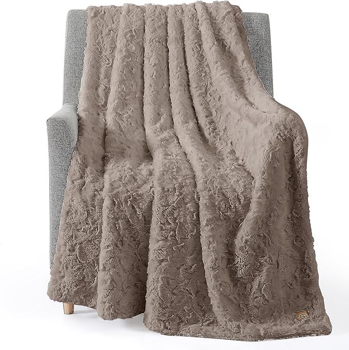 UGG 10484 Adalee Soft Faux Fur Reversible Accent Oversized Throw Blanket Fluffy Fuzzy Luxury Cozy... | Amazon (US)