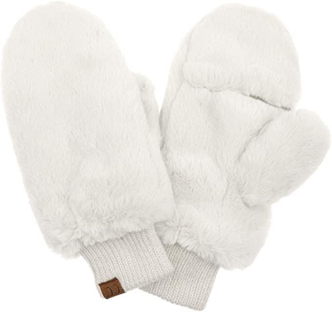 C.C Women Thick Knit Faux Fur Sherpa Fleece Lined Warm Winter Gloves Mittens (CG-36)(MT-008,25,71... | Amazon (US)