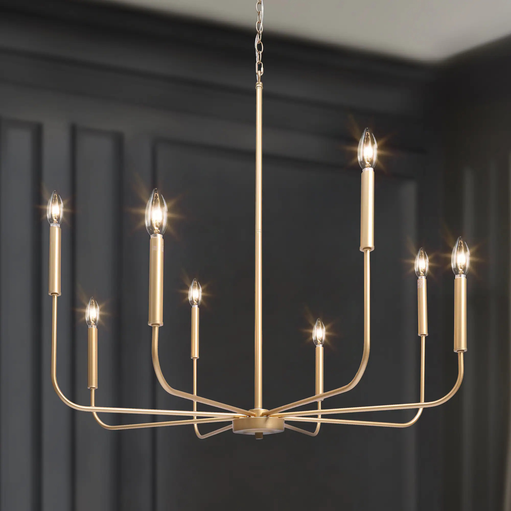 LNC Askrlessi 31.5 in 8 -Light Matte Gold Iron Chandelier one_size | LRVZZAQ260439C | Lowe's