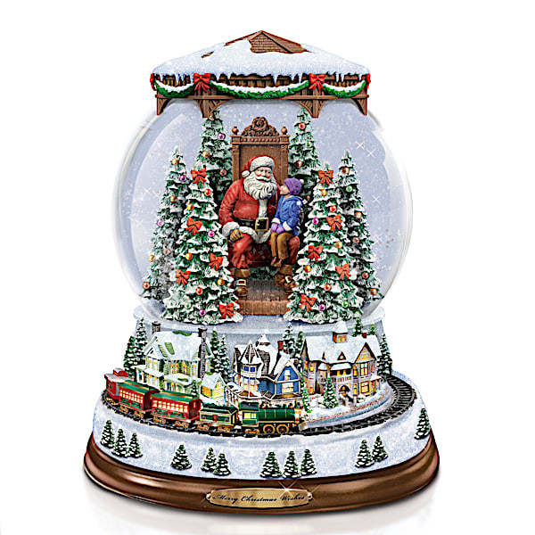 Thomas Kinkade A Visit With Santa Illuminated Snowglobe | Bradford Exchange