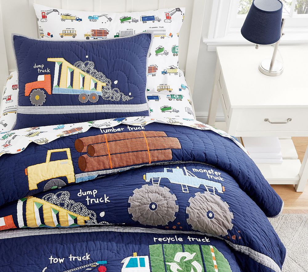 Busy Trucks Quilt & Shams | Pottery Barn Kids