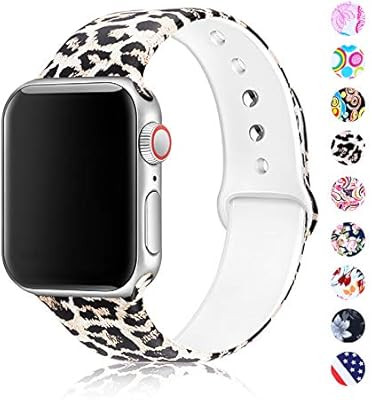 Floral Sport Bands Compatible with Apple Watch Bands 38mm 42mm 40mm 44mm Soft Silicone Pattern Pr... | Amazon (CA)
