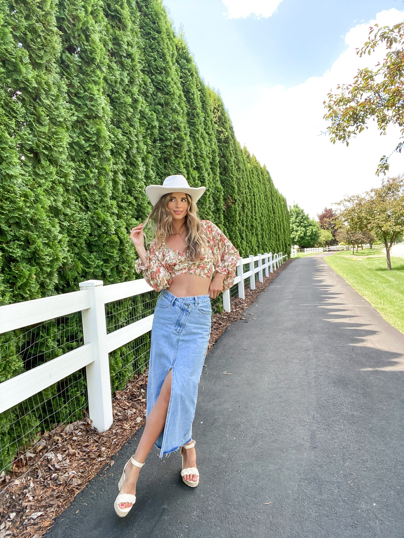 Wearing an XS in the skirt. Top is older from Petal and Pup. 
Denim skirt, long denim skirt, coastal cowgirl, cowboy hat, cowgirl hat, summer outfit 

#LTKunder100