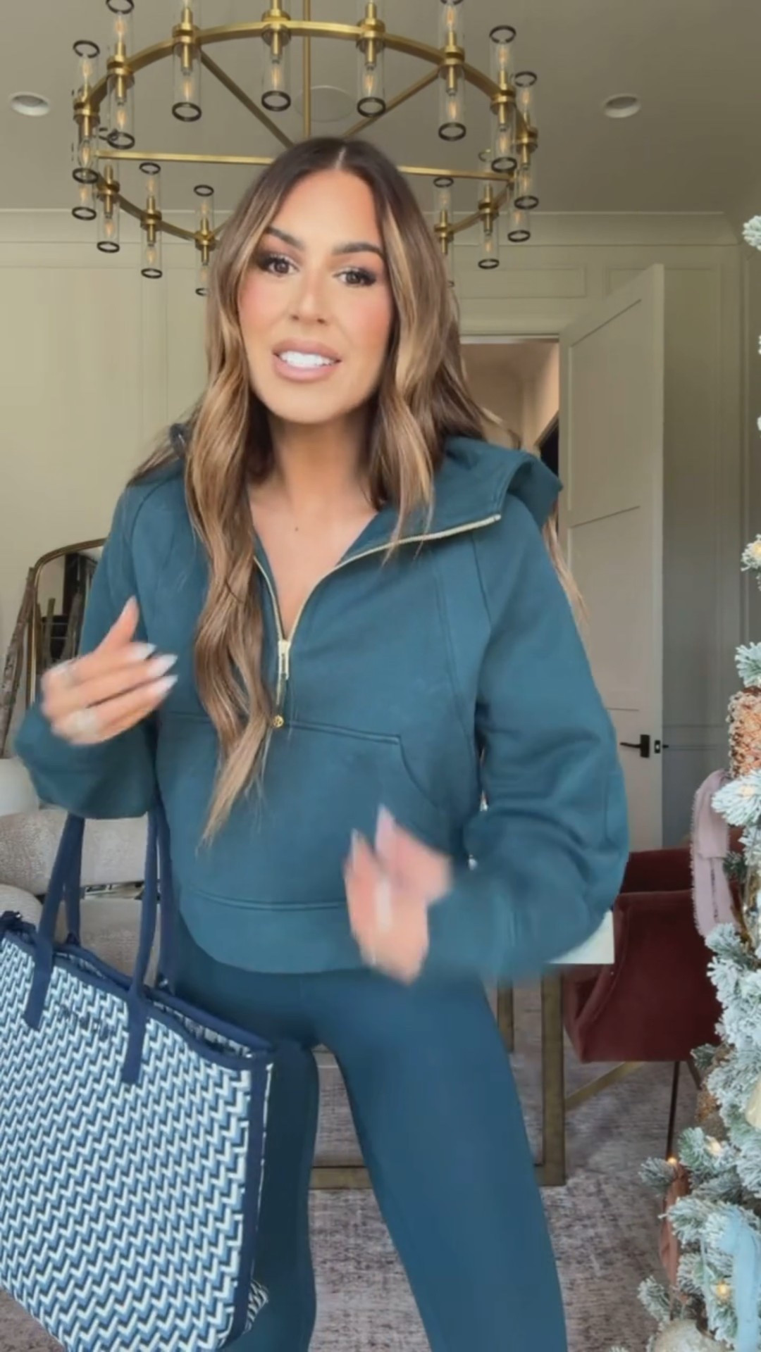 obsessed with this color & material! wearing a medium 🩵 