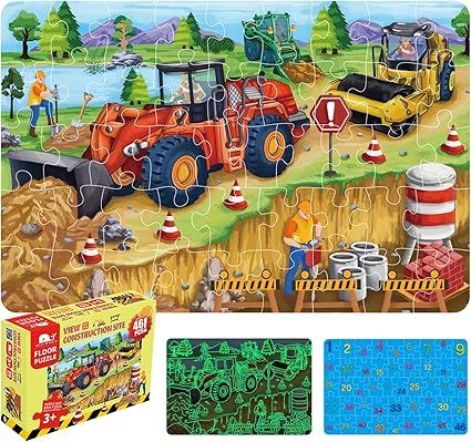 Kids Puzzle Toy Puzzles for Kids Ages 4-8 Building Site Floor Puzzle (46Pcs)       Send to LogieI... | Amazon (US)