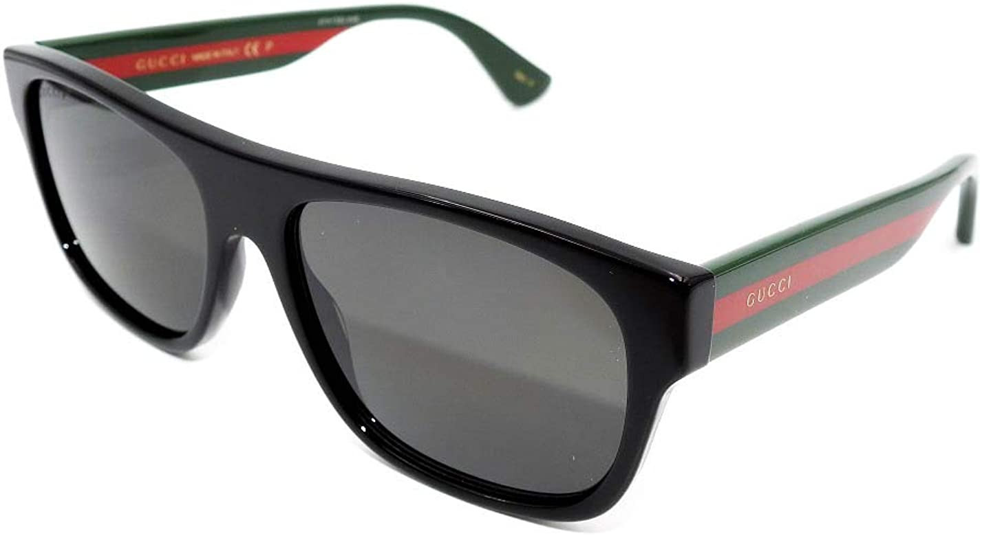 GUCCI 0341 Black Web Stripe Square POLARIZED Sunglasses | Amazon (US)