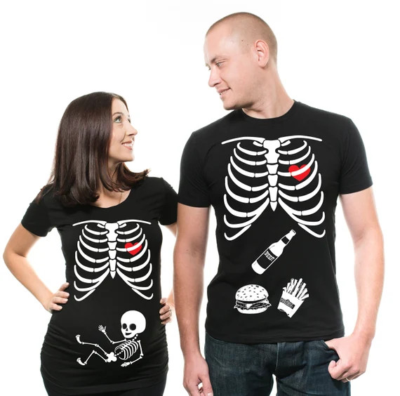 Matching Halloween Couple Shirts Halloween Costume Skeleton Maternity Shirt Halloween Pregnancy A... | Etsy (US)
