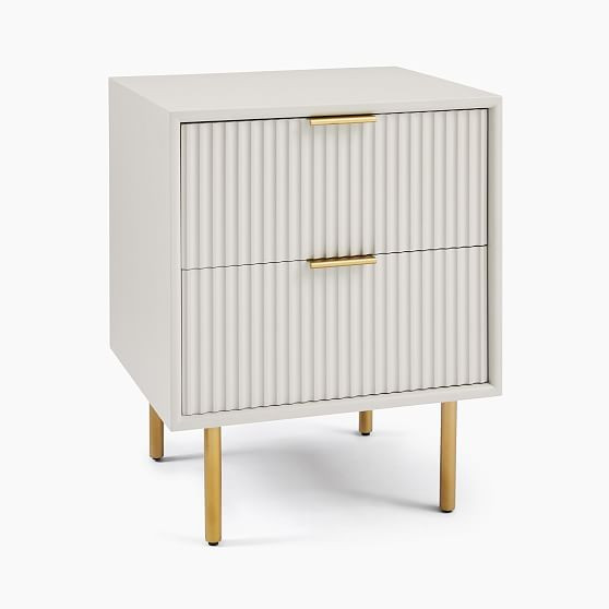 Quinn Lacquer Storage Nightstand, Haze, Antique Brass, Set of 2 | West Elm (US)
