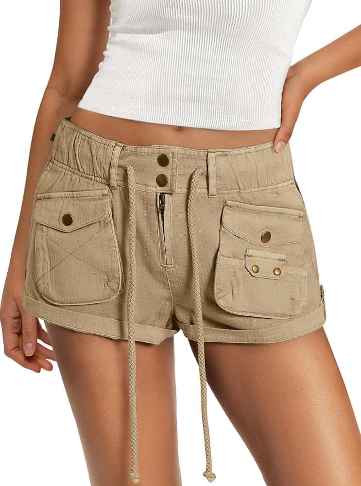 Panadila Womens Cargo Shorts Drawstring Low Rise Mini Shorts Y2k Going Out Bottoms Summer Streetw... | Amazon (US)