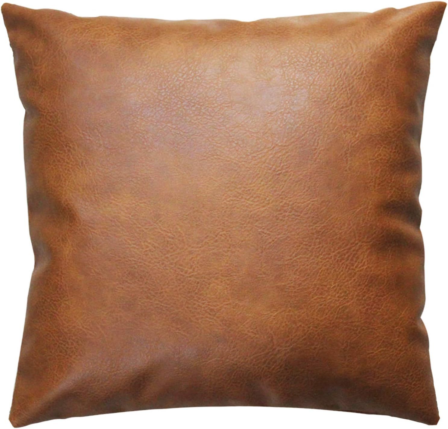 JOJUSIS Modern Leather Throw Pillow Cover for Couch Sofa Bed 20 x 20 Inch 100% Faux Leather | Amazon (US)