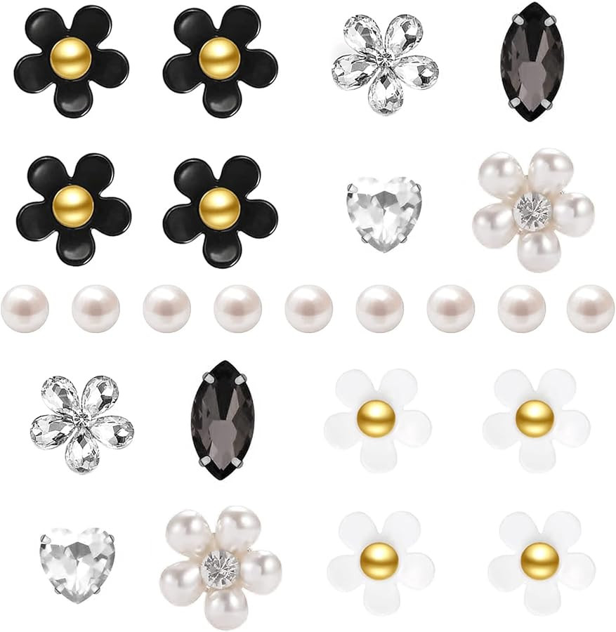 NEVEGE Flower Shoe Charms 25Pcs Shoe Charms Flower Crystal Rhinestone Pearl Decoration Cute Shoes... | Amazon (US)