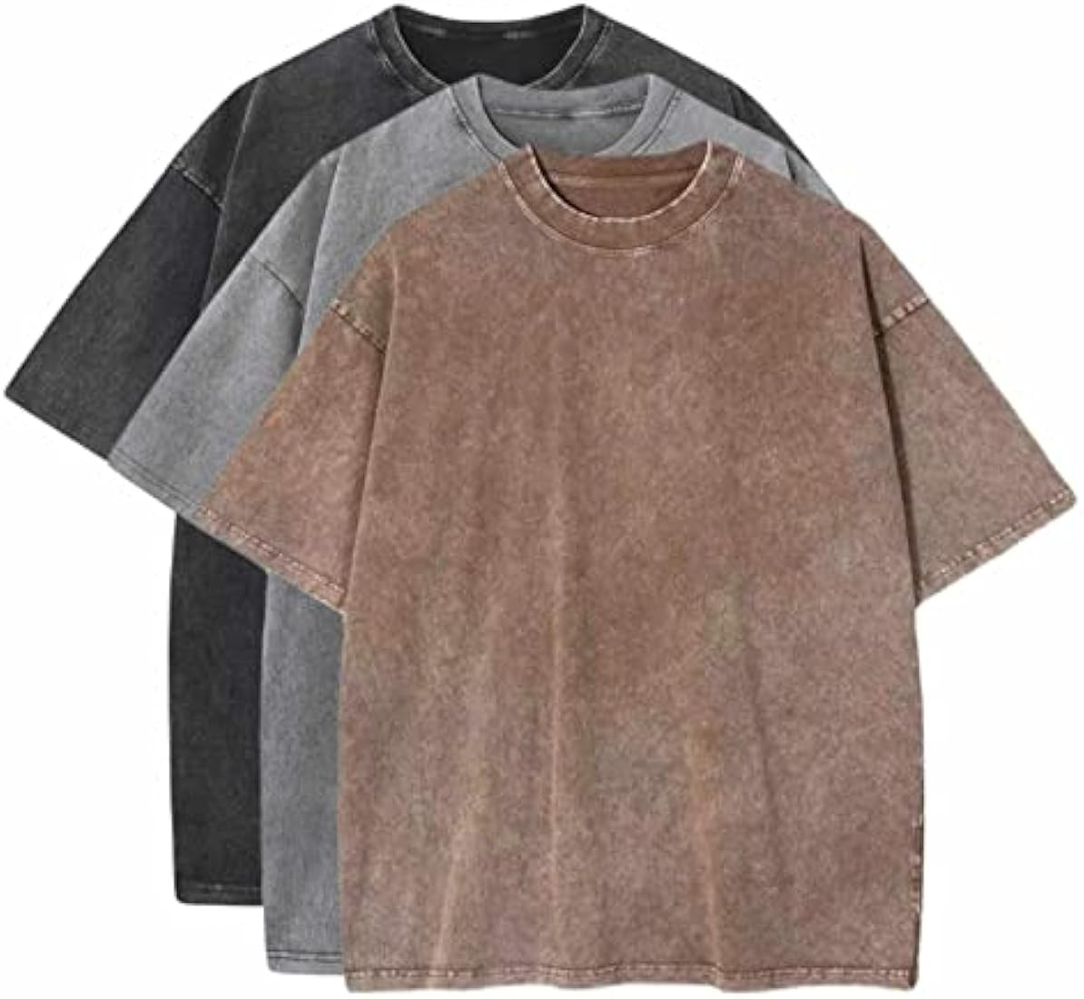 3 Pcs Oversized T-Shirts Heavy Cotton Washed Summer Vintage Tee Loose Fit Short Sleeve Casual Shi... | Amazon (US)