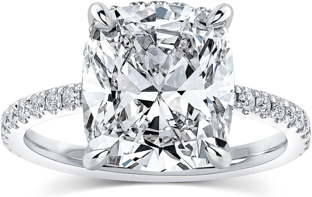 4CT Cushion Cut Promise Ring for Women,White/Yellow Stone Ring,925 Sterling Silver 18K Yellow/Whi... | Amazon (US)