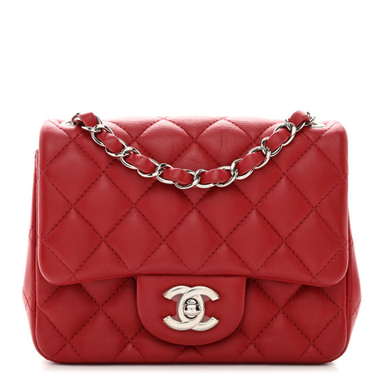 Lambskin Quilted Mini Square Flap Red | FASHIONPHILE (US)