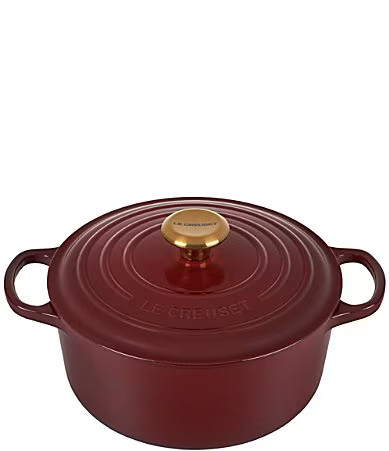 Le Creuset Signature 5.5-Quart Round Enameled Cast Iron Dutch Oven with Gold Stainless Steel Knob - Rhone | Dillard's