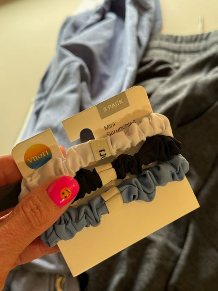 Have to love cute scrunchies that hold your hair back without the damage. I love that these colors match the travel sets I bought from Vuori also. 

#LTKtravel #LTKstyletip #LTKover40