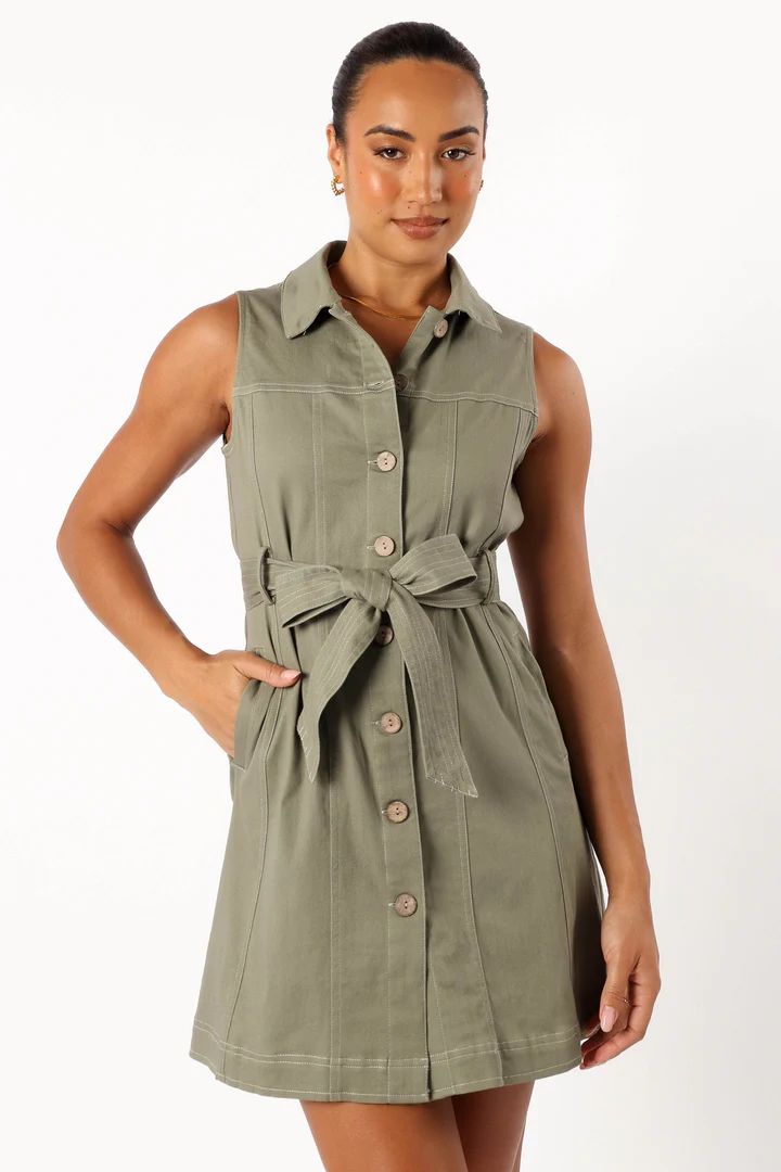 Jayne Mini Dress - Khaki | Petal & Pup (US)