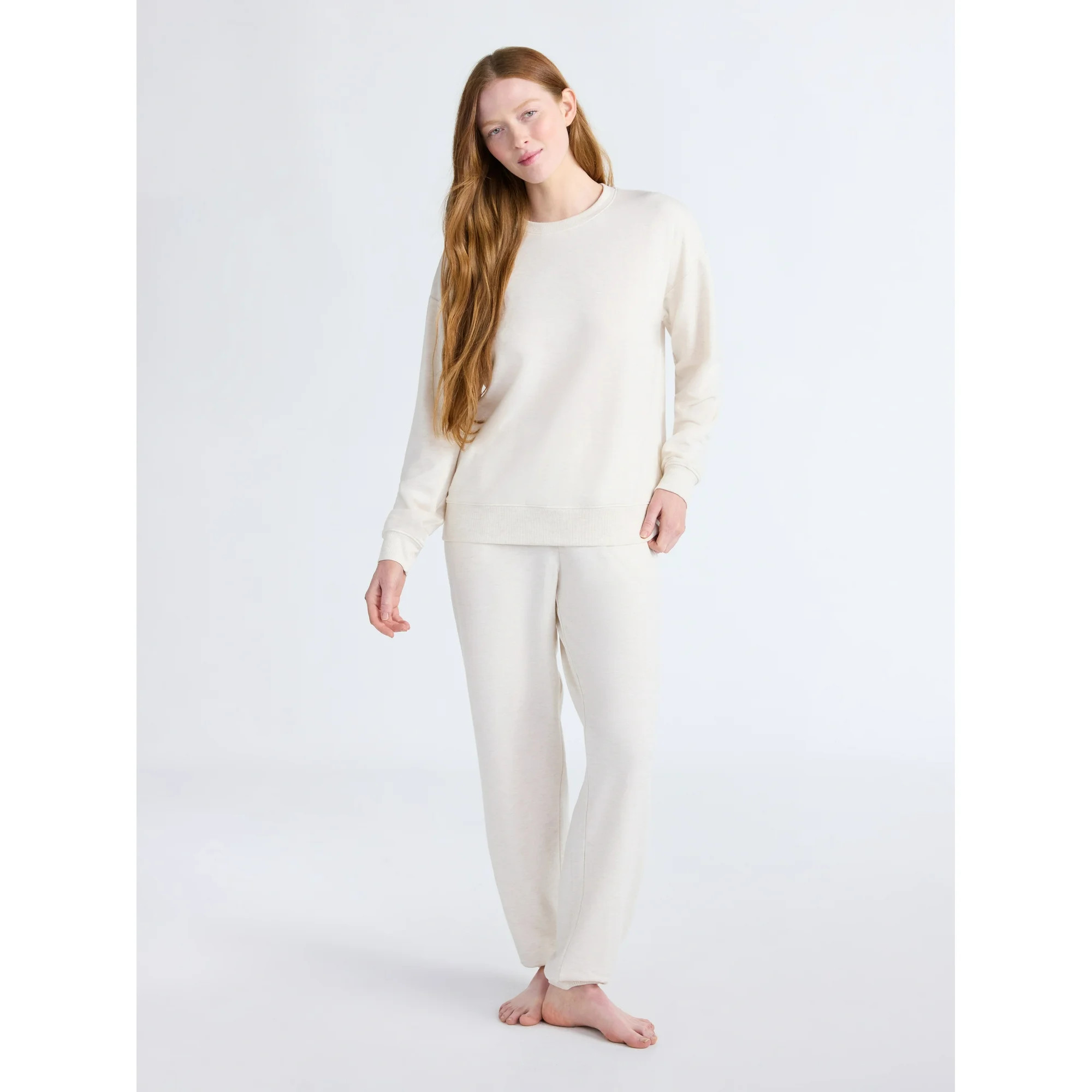 Joyspun Women’s Fleece Long Sleeve Top and Joggers Lounge Set, 2-Piece, Sizes XS-3X | Walmart (US)