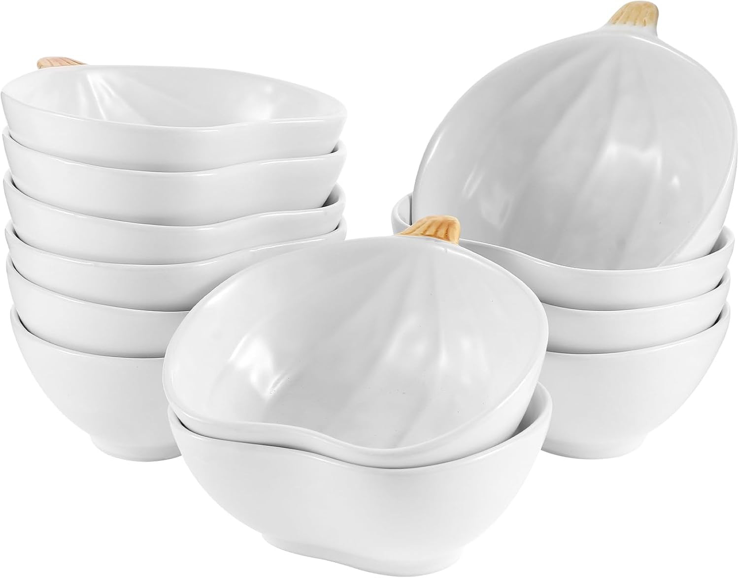 Kolewo4ever 12 Pieces Pumpkin Ramekins Fall Ramekins Ceramic Bowls Pumpkin Bowl 6 oz Oven Safe Ramekin for Thanksgiving Bowl Dip, Sauce, Condiments,Snack (Ivory White) | Amazon (US)