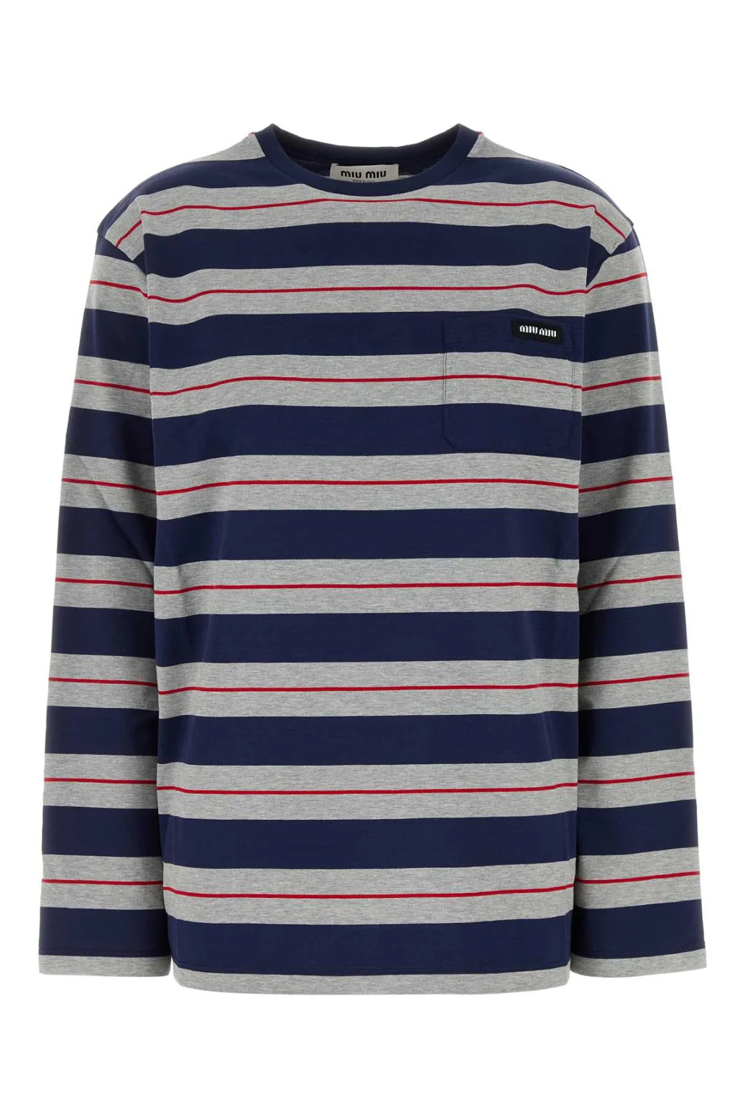 Miu Miu Long-Sleeved Striped T-Shirt | Cettire Global