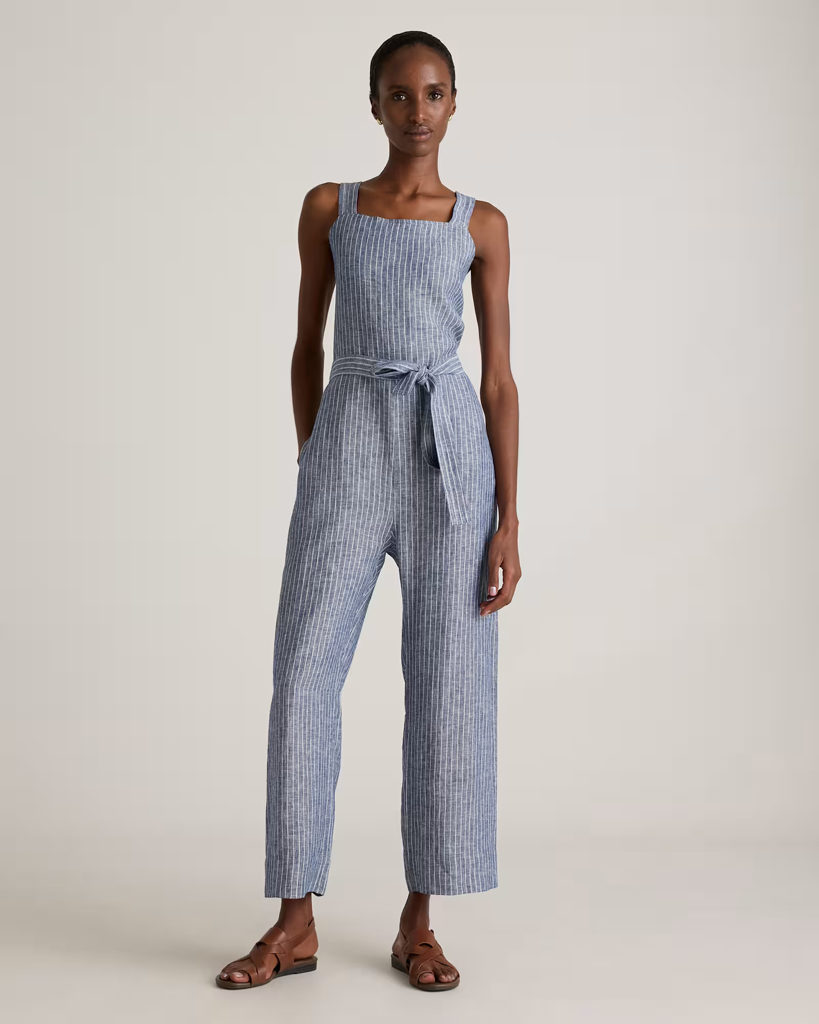 100% European Linen Square Neck Jumpsuit | Quince